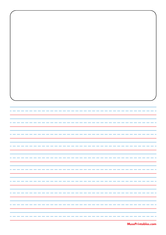 Blue and Red Story Handwriting Paper (3/8-inch Portrait): A4-sized paper (8.27 x 11.69)