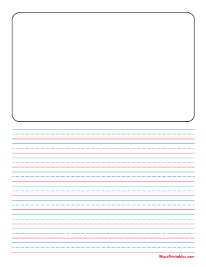 Blue and Red Story Handwriting Paper (3/8-inch Portrait) - Letter