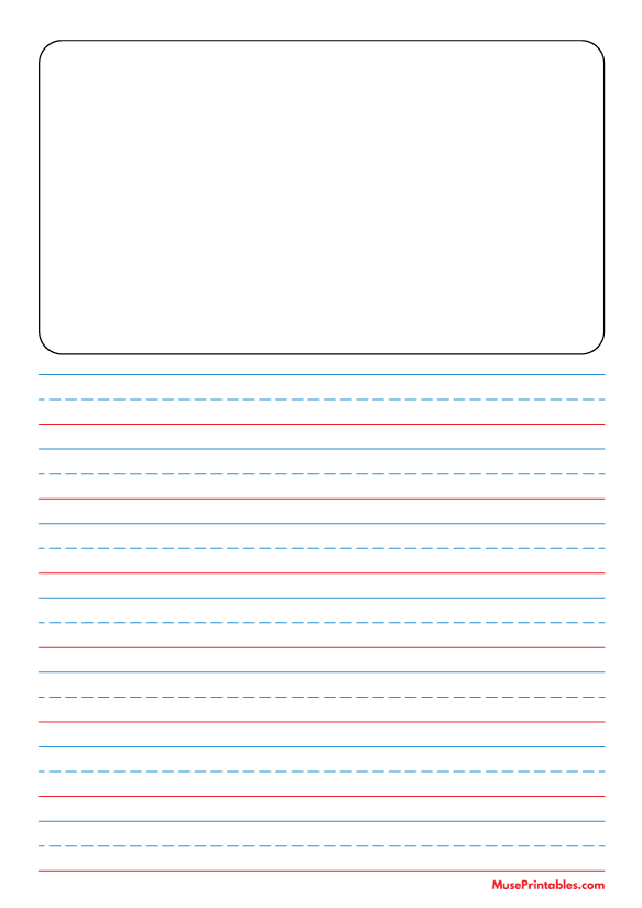 Blue and Red Story Handwriting Paper (5/8-inch Portrait): A4-sized paper (8.27 x 11.69)