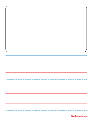Blue and Red Story Handwriting Paper (5/8-inch Portrait) - Letter