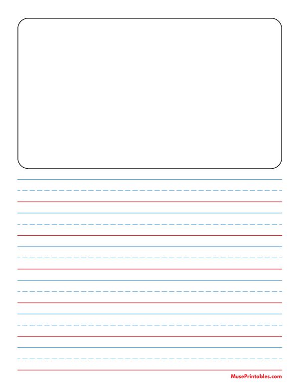 Blue and Red Story Handwriting Paper (5/8-inch Portrait): Letter-sized paper (8.5 x 11)