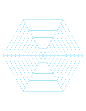 Blue Concentric Hexagon Graph Paper  - Letter