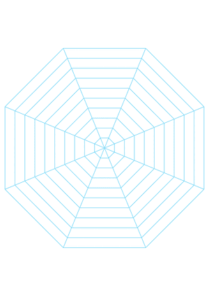 Blue Concentric Octagon Graph Paper  - A4