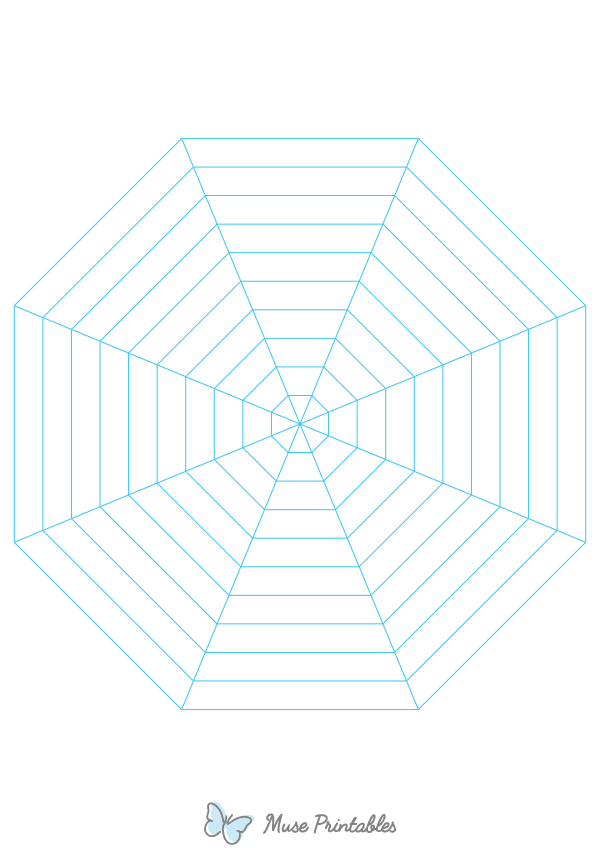 Blue Concentric Octagon Graph Paper : A4-sized paper (8.27 x 11.69)