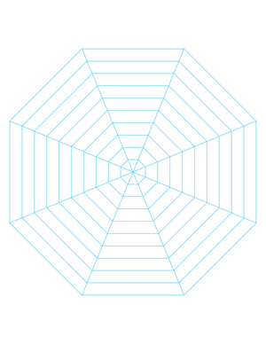 Blue Concentric Octagon Graph Paper  - Letter
