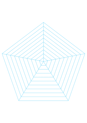 Blue Concentric Pentagon Graph Paper  - A4