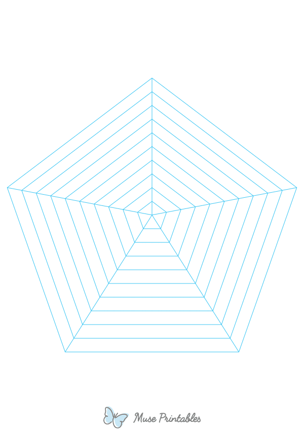 Blue Concentric Pentagon Graph Paper : A4-sized paper (8.27 x 11.69)