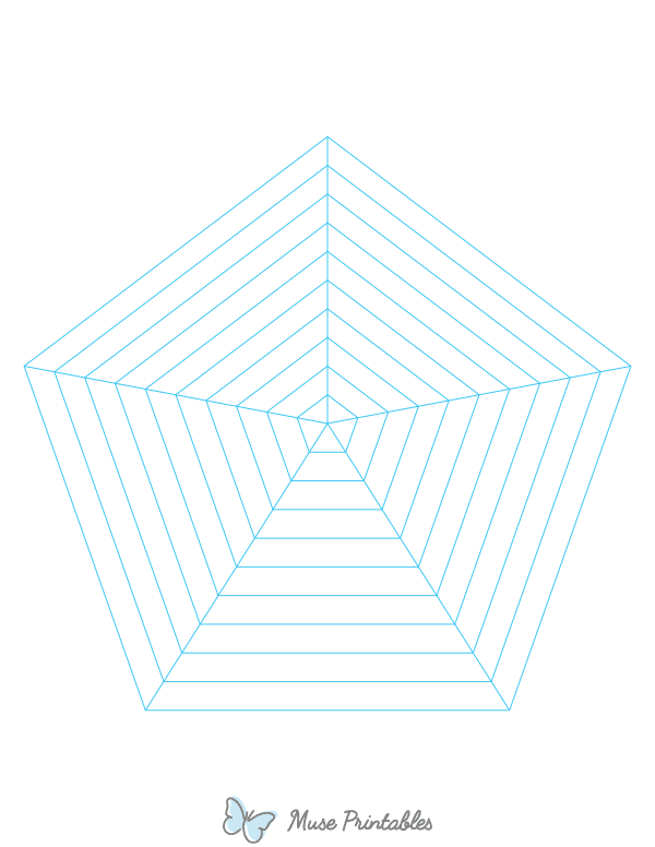 Blue Concentric Pentagon Graph Paper : Letter-sized paper (8.5 x 11)