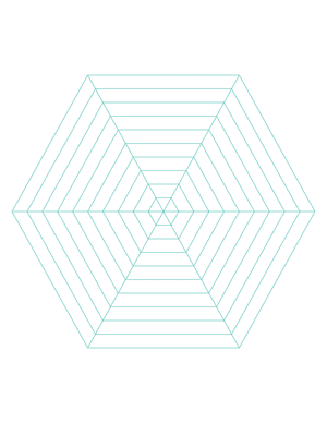 Blue Green Concentric Hexagon Graph Paper  - Letter