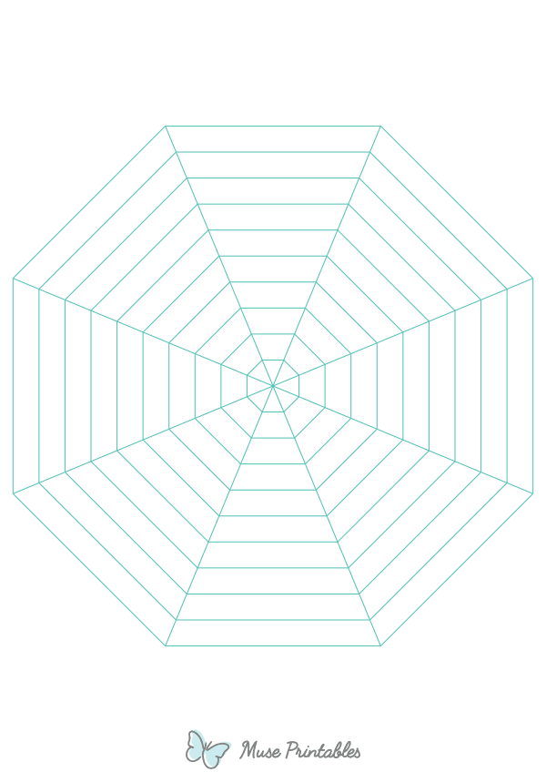 Blue Green Concentric Octagon Graph Paper : A4-sized paper (8.27 x 11.69)