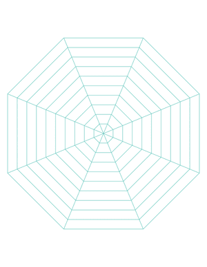 Blue Green Concentric Octagon Graph Paper  - Letter