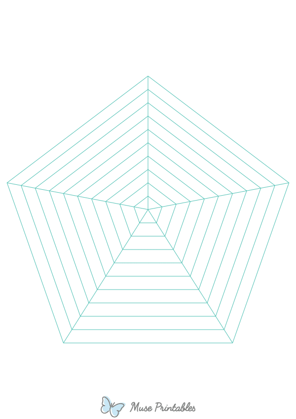Blue Green Concentric Pentagon Graph Paper : A4-sized paper (8.27 x 11.69)