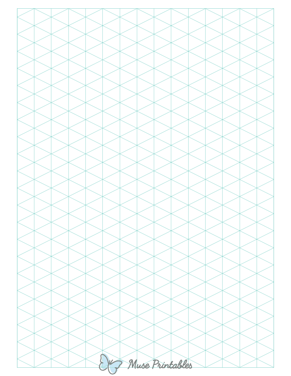 Blue Green Isometric Graph Paper : Letter-sized paper (8.5 x 11)