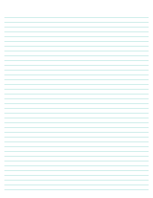 Blue-Green Lined Paper Narrow Ruled: Letter-sized paper (8.5 x 11)