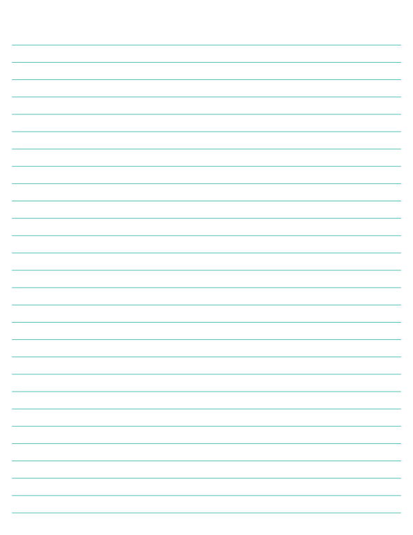 Blue-Green Lined Paper Wide Ruled: Letter-sized paper (8.5 x 11)
