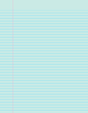Blue-Green Narrow Ruled Notebook Paper - Letter