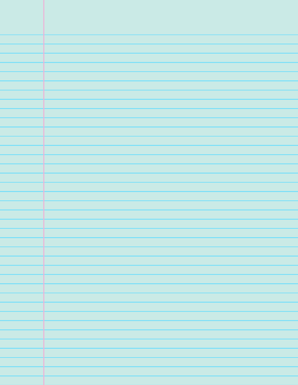 Blue-Green Narrow Ruled Notebook Paper: Letter-sized paper (8.5 x 11)