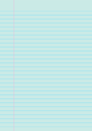 Blue-Green Wide Ruled Notebook Paper - A4