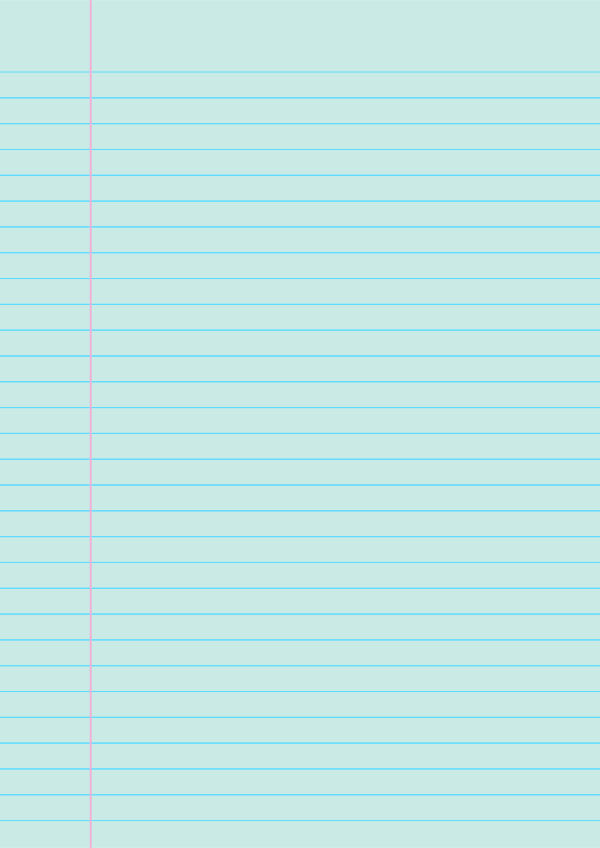 Blue-Green Wide Ruled Notebook Paper: A4-sized paper (8.27 x 11.69)