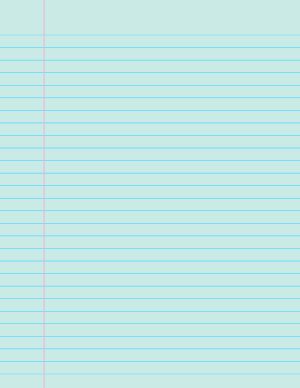Blue-Green Wide Ruled Notebook Paper - Letter