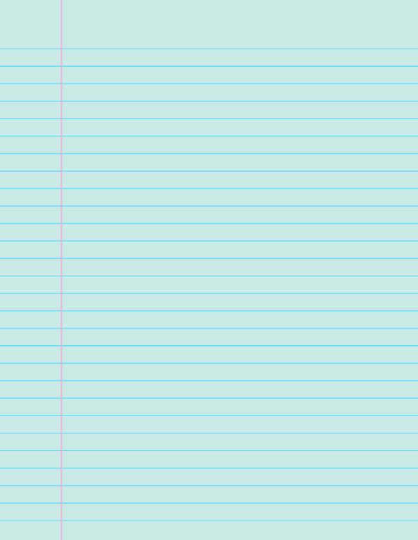 Blue-Green Wide Ruled Notebook Paper: Letter-sized paper (8.5 x 11)