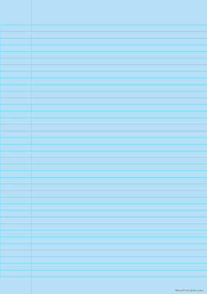 Blue Narrow Ruled Notebook Paper - A4
