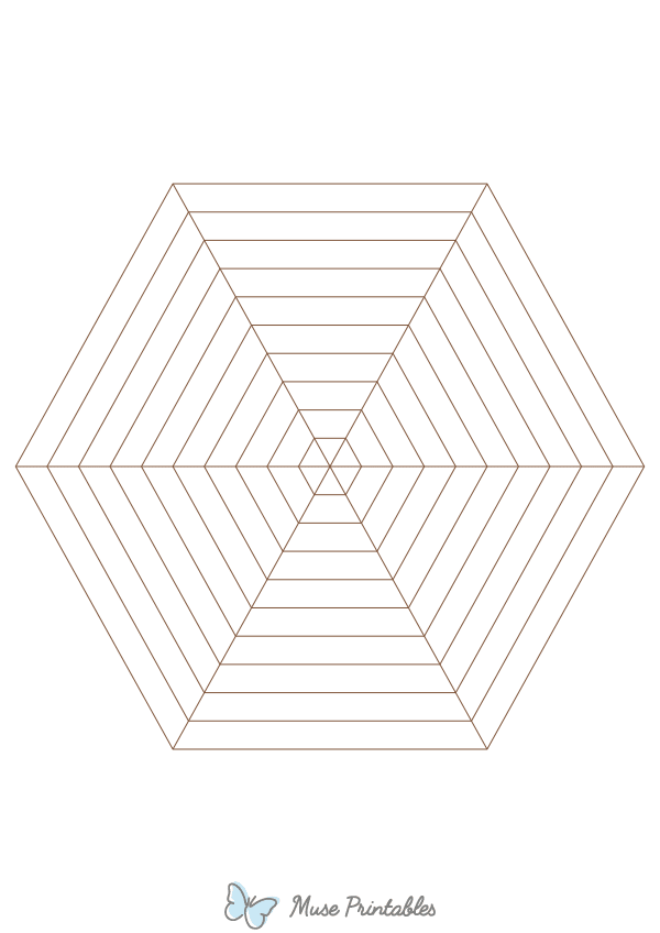 Brown Concentric Hexagon Graph Paper : A4-sized paper (8.27 x 11.69)