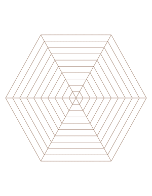 Brown Concentric Hexagon Graph Paper  - Letter