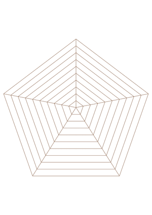 Brown Concentric Pentagon Graph Paper  - A4