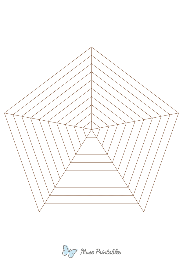 Brown Concentric Pentagon Graph Paper : A4-sized paper (8.27 x 11.69)