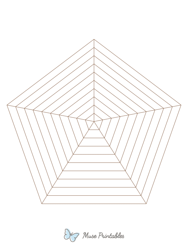 Brown Concentric Pentagon Graph Paper : Letter-sized paper (8.5 x 11)