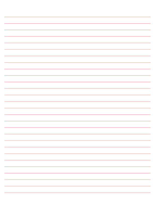 Coral Lined Paper Wide Ruled: Letter-sized paper (8.5 x 11)