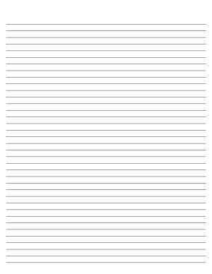 Dark Green Lined Paper Narrow Ruled - Letter