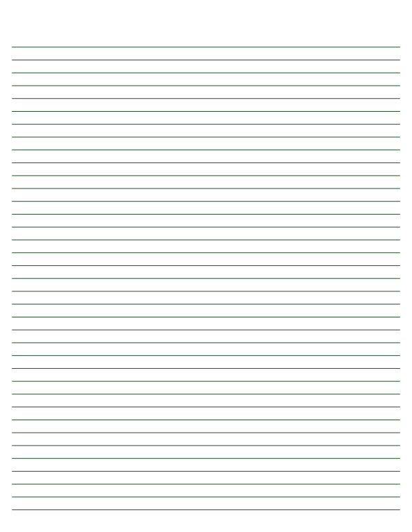 Dark Green Lined Paper Narrow Ruled: Letter-sized paper (8.5 x 11)