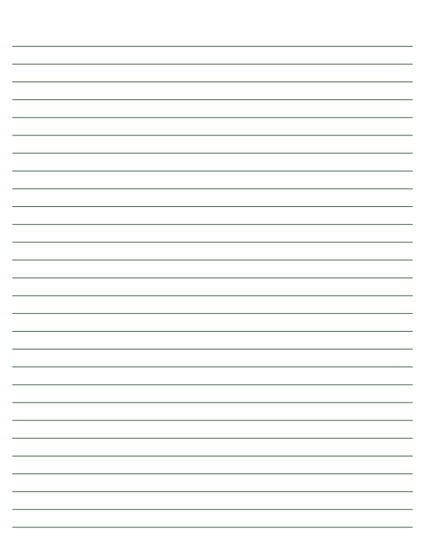 Dark Green Lined Paper Wide Ruled: Letter-sized paper (8.5 x 11)