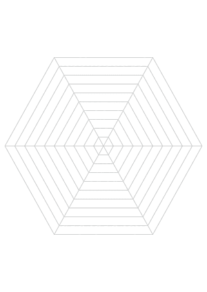 Gray Concentric Hexagon Graph Paper  - A4