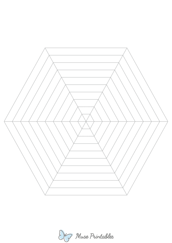 Gray Concentric Hexagon Graph Paper : A4-sized paper (8.27 x 11.69)