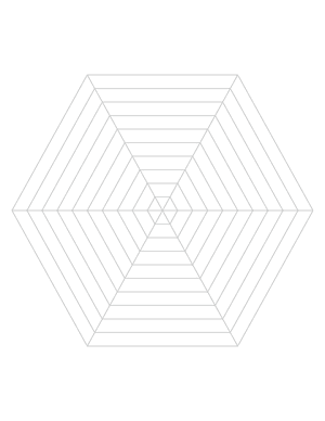 Gray Concentric Hexagon Graph Paper  - Letter
