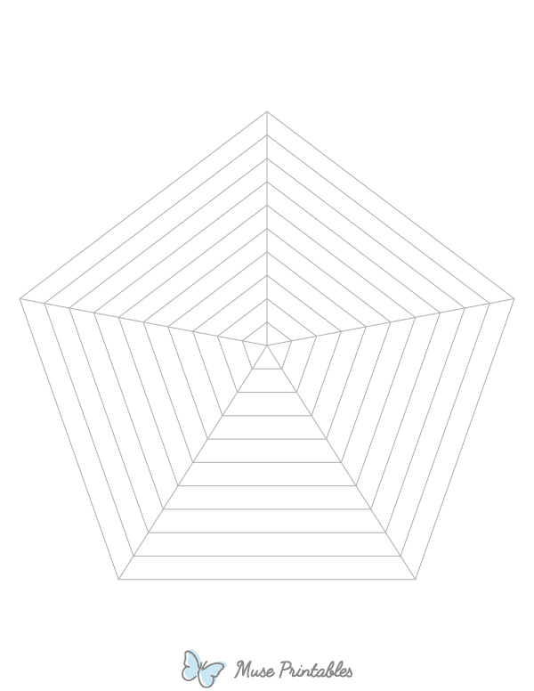 Gray Concentric Pentagon Graph Paper : Letter-sized paper (8.5 x 11)
