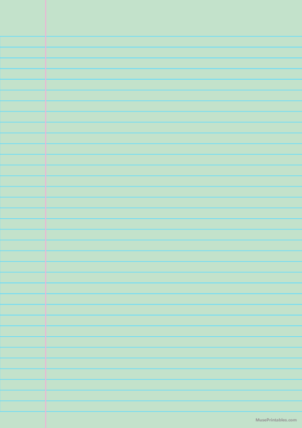 Green College Ruled Notebook Paper: A4-sized paper (8.27 x 11.69)