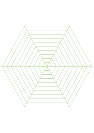 Green Concentric Hexagon Graph Paper  - A4