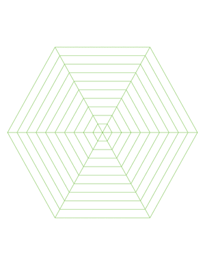 Green Concentric Hexagon Graph Paper  - Letter