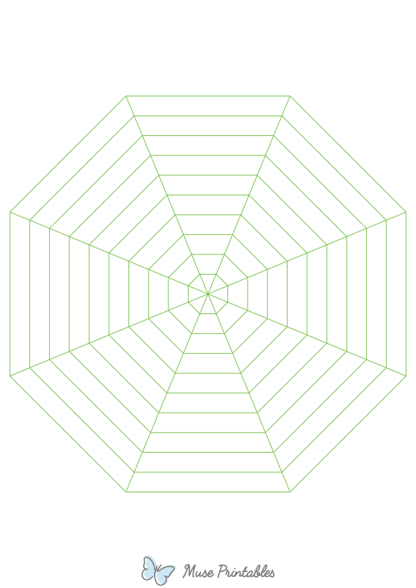 Green Concentric Octagon Graph Paper : A4-sized paper (8.27 x 11.69)