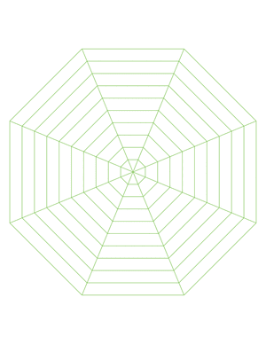 Green Concentric Octagon Graph Paper  - Letter