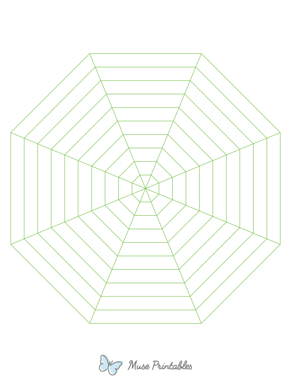 Green Concentric Octagon Graph Paper : Letter-sized paper (8.5 x 11)
