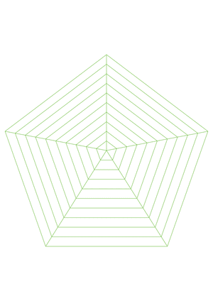 Green Concentric Pentagon Graph Paper  - A4