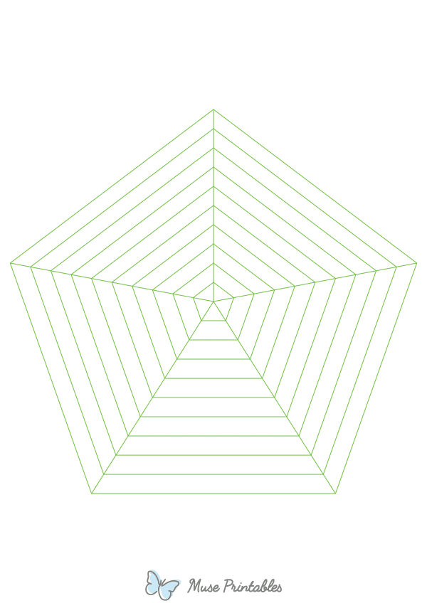 Green Concentric Pentagon Graph Paper : A4-sized paper (8.27 x 11.69)