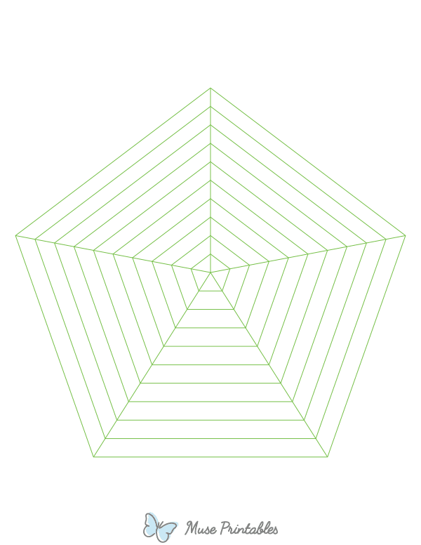 Green Concentric Pentagon Graph Paper : Letter-sized paper (8.5 x 11)