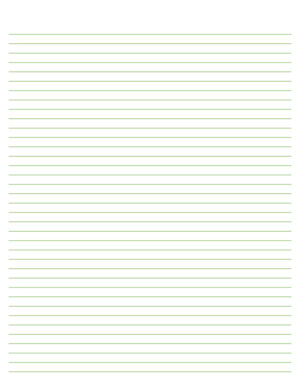 Green Lined Paper Narrow Ruled: Letter-sized paper (8.5 x 11)