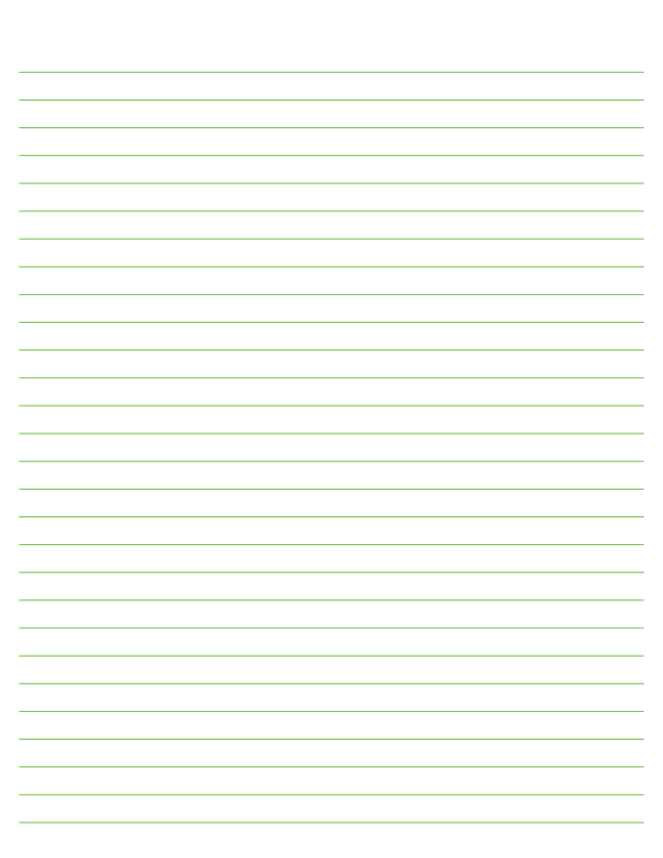 Green Lined Paper Wide Ruled: Letter-sized paper (8.5 x 11)
